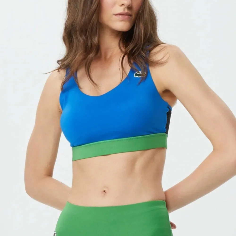 Lacoste Women's Blue and Green Sports Bra - Picture 3 of 4